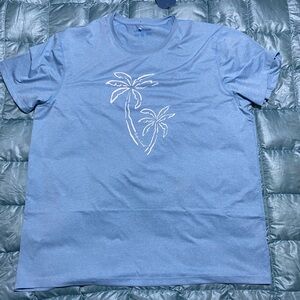 NWT Life Is Good Blue Short Sleeve Tee with Palm Tree Design Sz XL